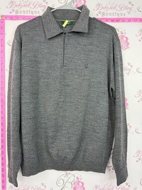Rogatis Men's Heather Grey Zip-Neck Sweater